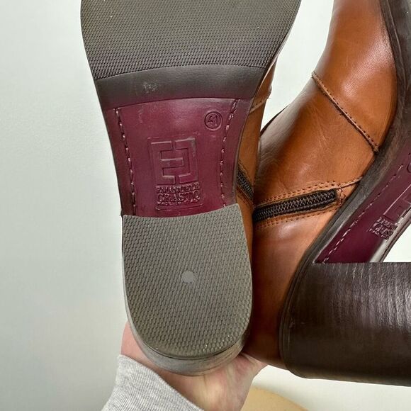 Emanuele Crasto Made in Italy Women’s Leather Cognac Brown Heel Mid Calf Western - Picture 8 of 13